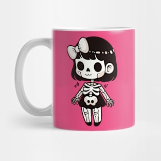 Cute Kawaii Skeleton Girl Costume | Cute Happy Halloween Skeleton Design Mug